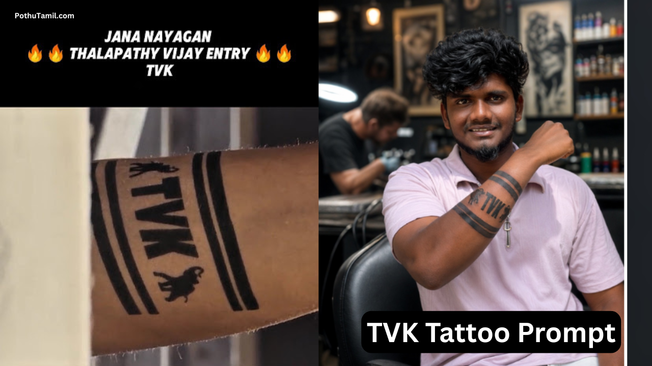 Jananayagan Vijay Online TVK Tattoo in Hand Photo Editing Prompt