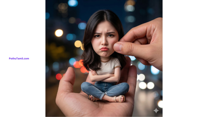 Tiny Grumpy Woman in Palm – Popular Photo Editing Software